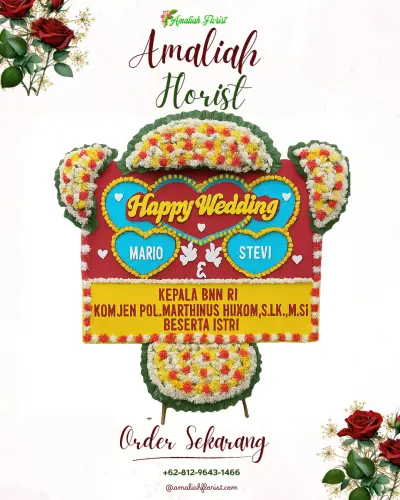 Karangan Papan Bunga Pernikahan di Sekardadi